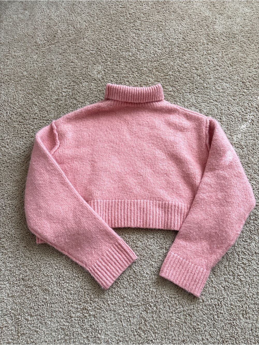 ZARA Cropped Pink Turtleneck Sweater